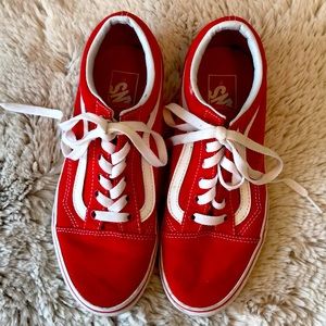 Red Vans Size 7 Women 37 Euro 5 1/2 Men